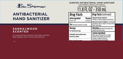 label image - ben sherman hand sanitizer sandalwood 70vv 350 ml